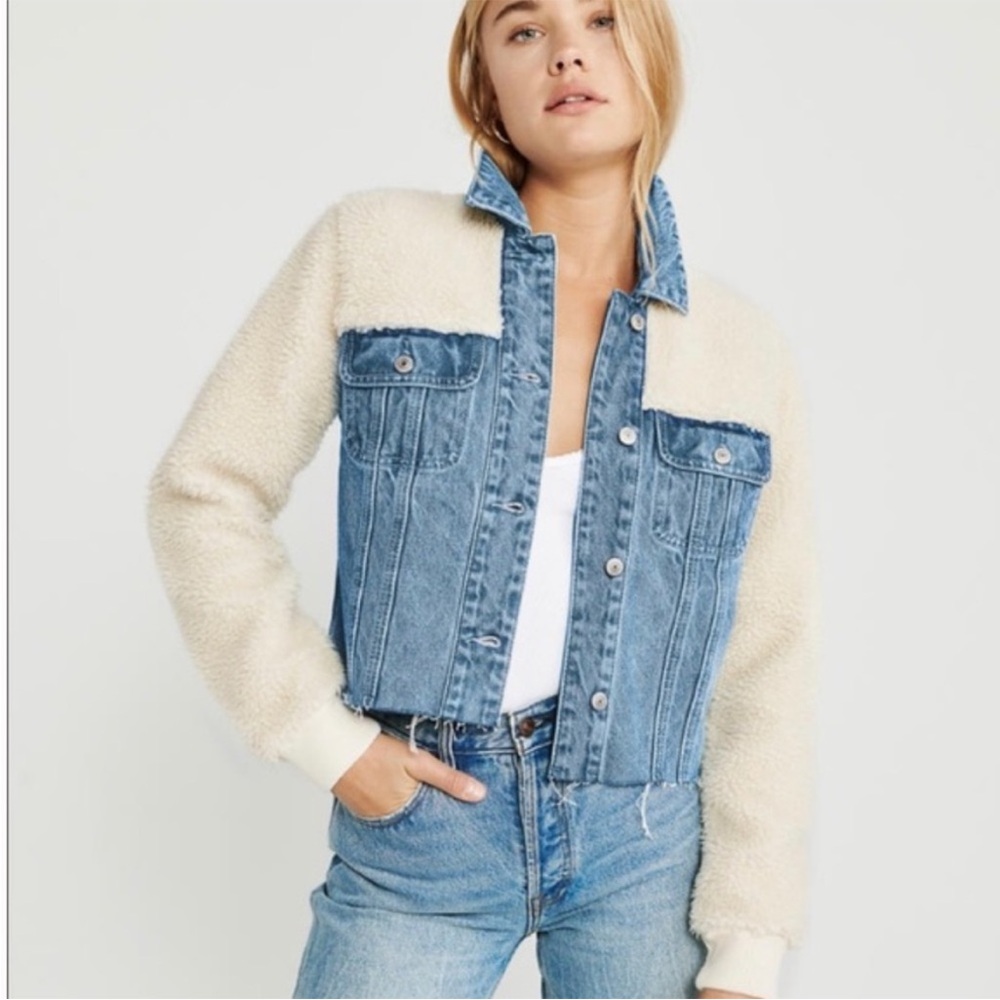 Abercrombie & Fitch Blue Denim and Sherpa Jacket